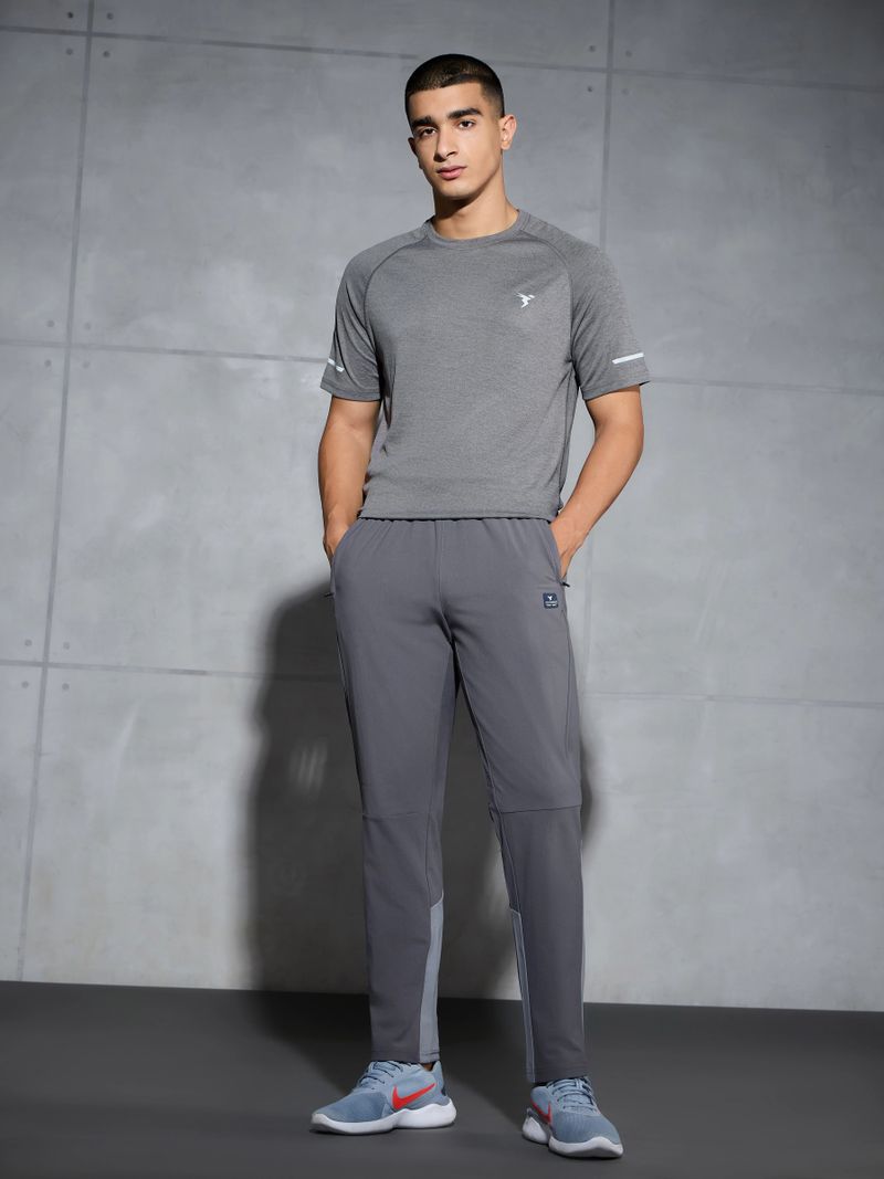 TECHNOSPORT Men Grey Colorblock Track Pants - Image 5
