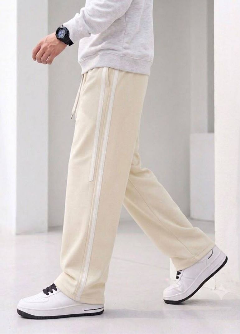 KEESUN Men's Striped Track Pants (Beige, Black, Pack of 2) - Image 8