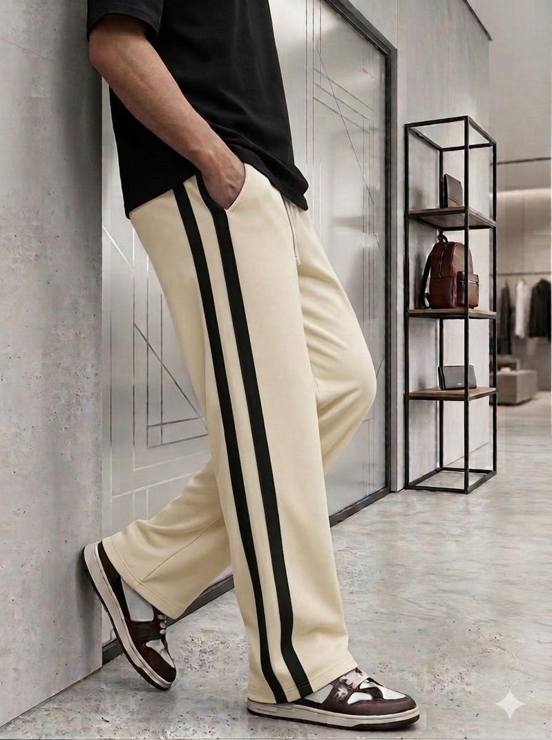 ELITE STAR Striped Beige Track Pants - Image 2