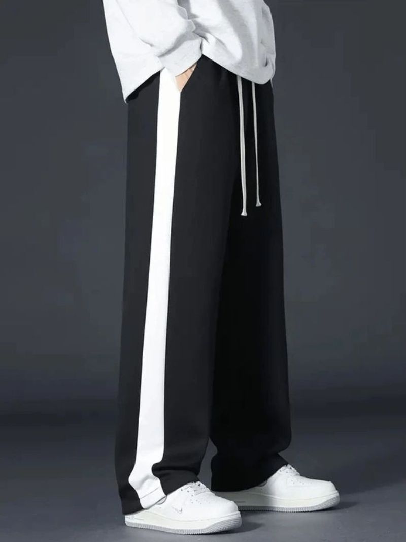 lime verse Men Striped Black Track Pants - Image 2