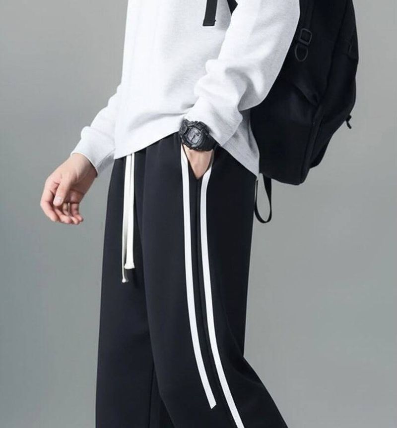 KEESUN Men's Striped Track Pants (Beige, Black, Pack of 2) - Image 7