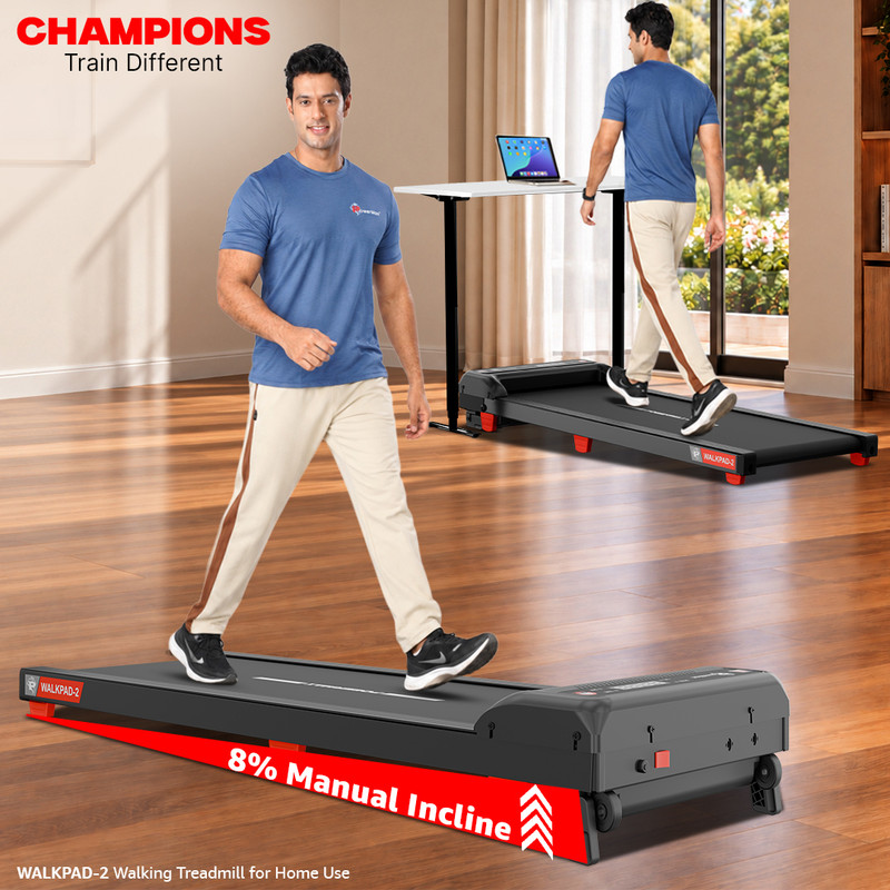 Powermax Fitness 3HP Walking Pad 2 110kg Manual Incline Walkpad for Home Treadmill (Max Weight:110 kg)