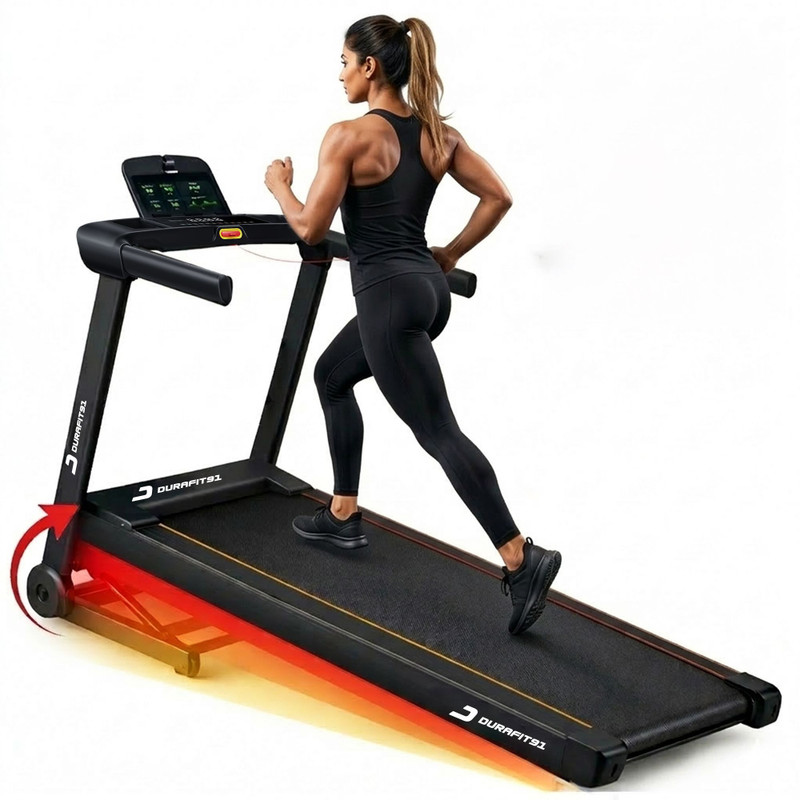 Durafit91 Ace Pro 4.5HP Peak BLDC Motorized | 16km Speed | 20-Auto Incline| Home Use Black Treadmill (Max Weight:120 kg)