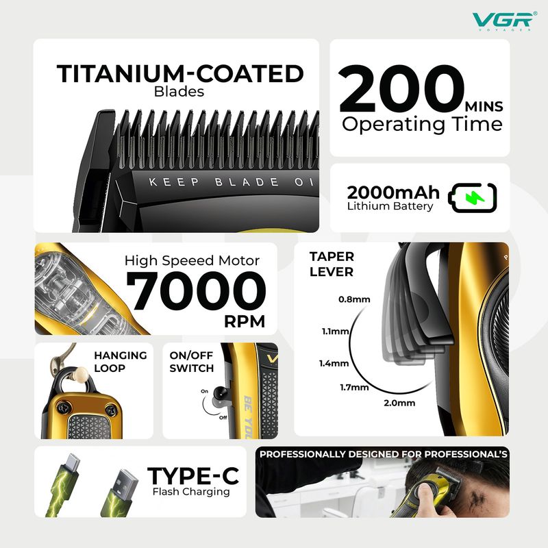 VGR VL-786 Professional Hair Clipper - Image 3