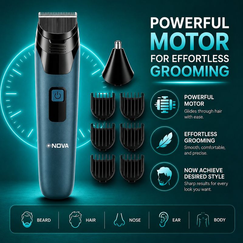 NOVA NG 1142 Trimmer 150 min Runtime 7 Lengths Blue - Image 5