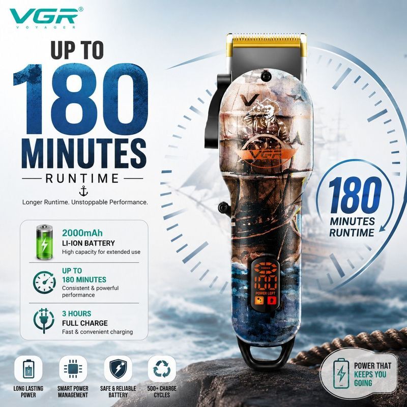 VGR VG-689-R-RE Grooming Kit 180 min 4 Lengths - Image 2