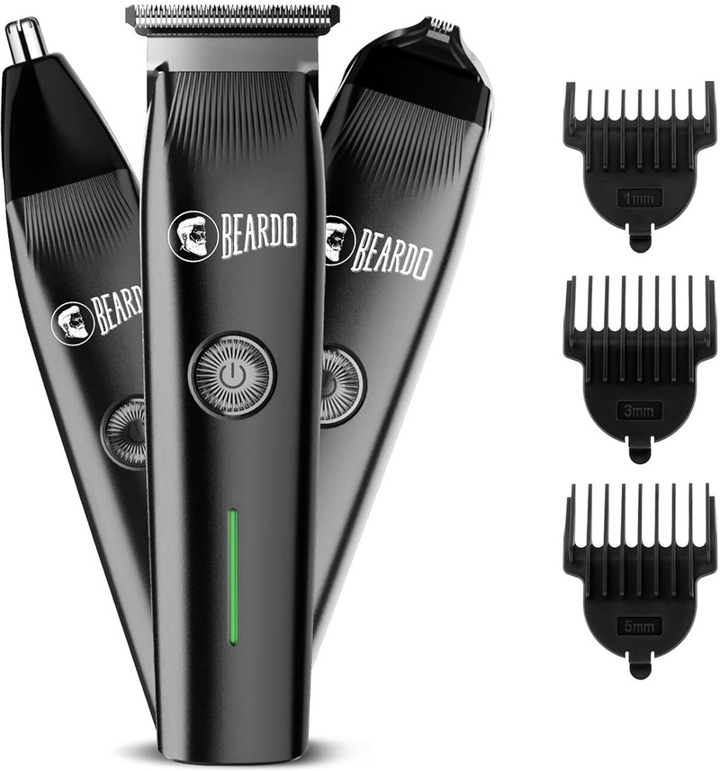 BEARDO Ape-X Prime Multipurpose | Grooming Kit For Beard, Ear & Nose Fully Waterproof Trimmer 120 min  Runtime 3 Length Settings (Black)