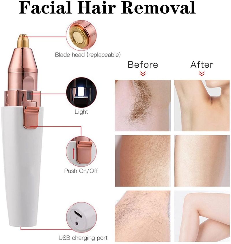 AACHARYA 2-in-1 Eyebrow Trimmer Cordless Epilator (White) - Image 5