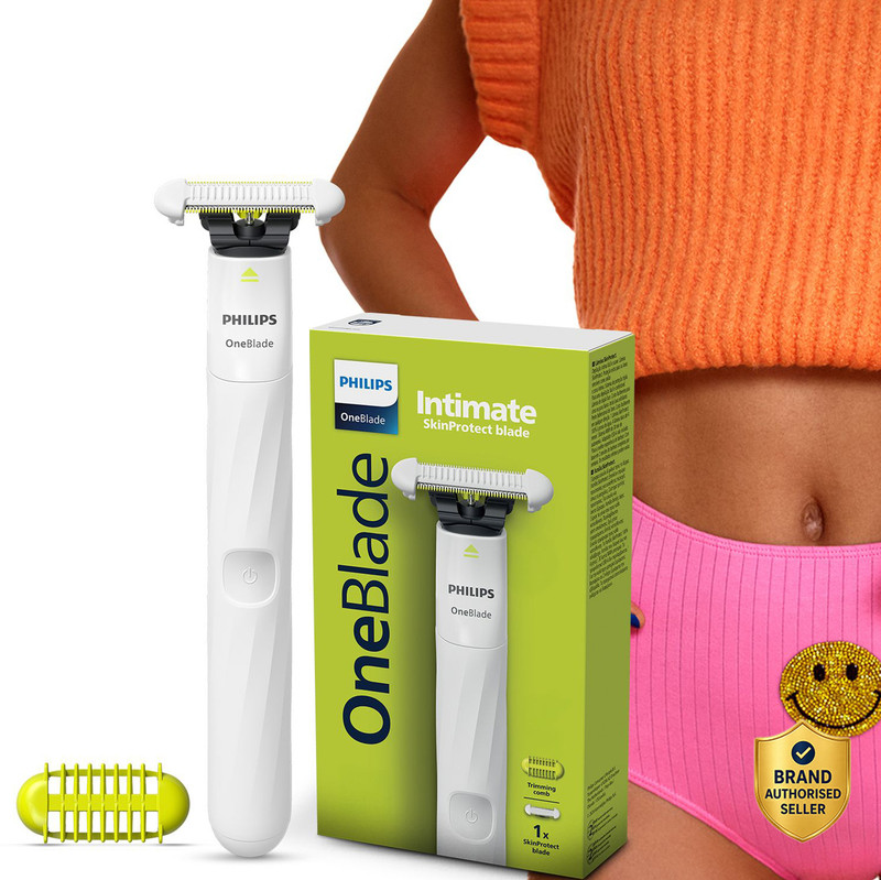 PHILIPS QP1924/20 OneBlade Razor for Women, Intimate Underarm, Body & Bikini Fully Waterproof Trimmer 30 min  Runtime 2 Length Settings (White)