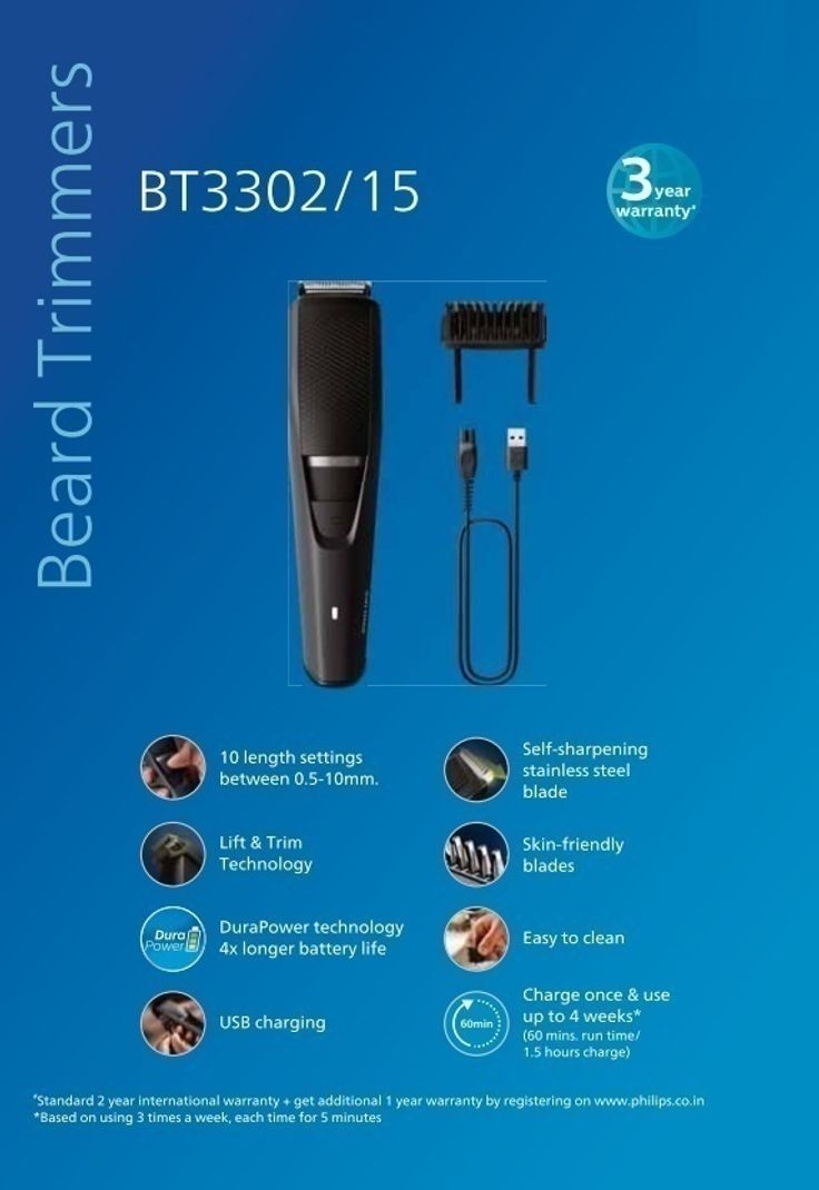 Philips BT3302/15 Trimmer 60 min Runtime 10 Lengths - Image 3