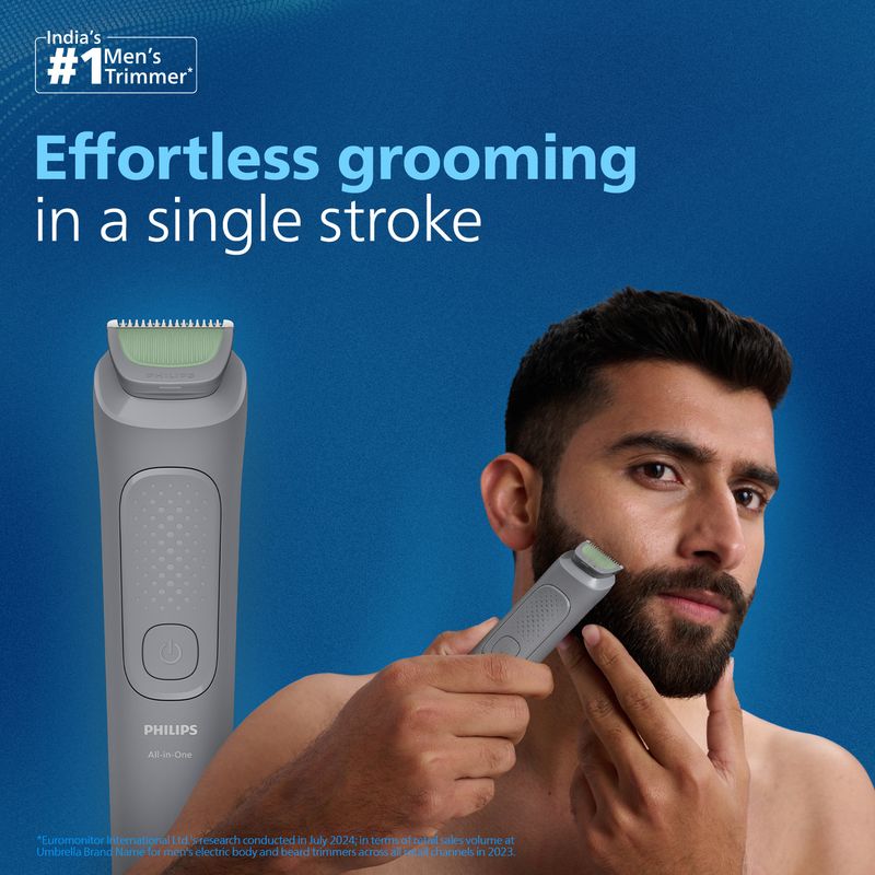 PHILIPS MG3911/15 Fully Waterproof Trimmer 60 min Runtime 5 Length Settings (Grey) - Image 3