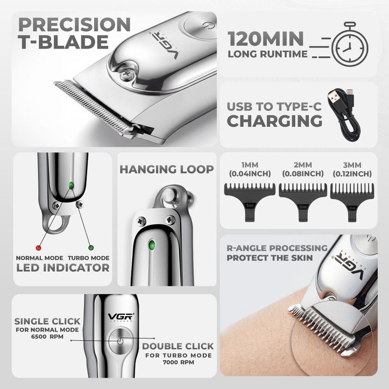 VGR V-071 Professional Corded & Cordless Trimmer - Image 3