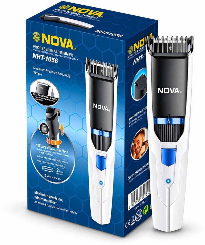 NOVA NHT 1056 Trimmer 180 min Runtime 40 Length Settings (White, Blue) - Image 2