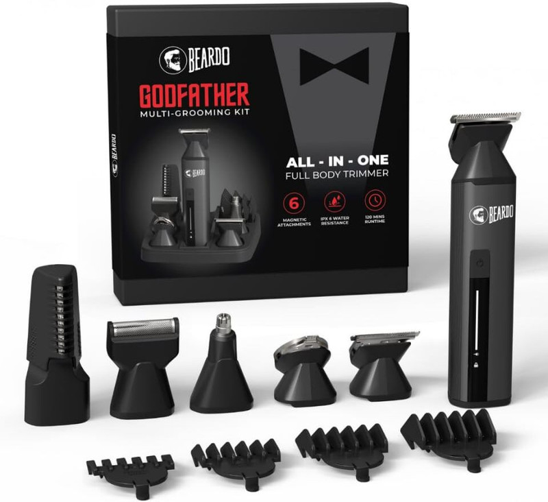 Beardo Godfather Multi-grooming Kit All In One Full Body Trimmer Fully Waterproof Trimmer 120 Min Runtime 4 Length Settings