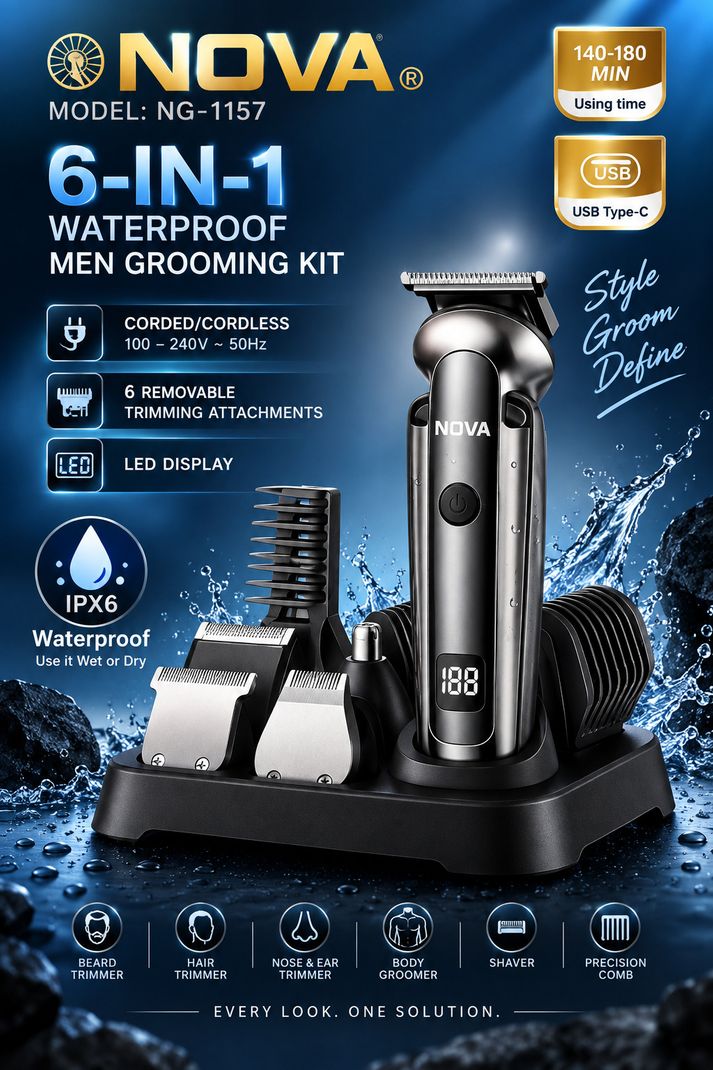 NOVA NG 1157 Waterproof Trimmer 180 min Runtime - Image 3