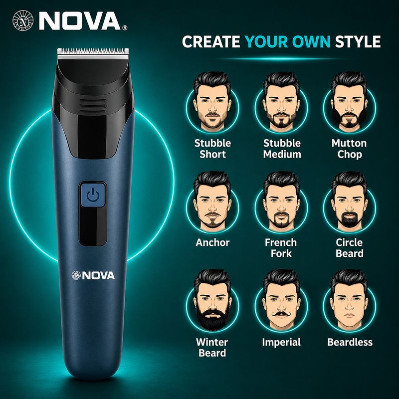 NOVA NG 1142 Trimmer 150 min Runtime 7 Lengths Blue - Image 6