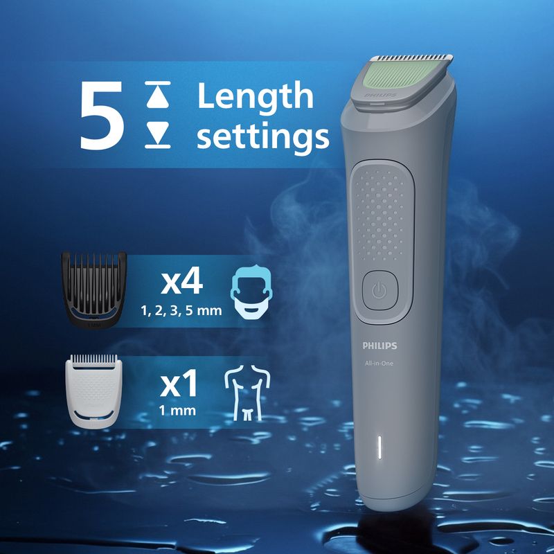PHILIPS MG3911/15 Fully Waterproof Trimmer 60 min Runtime 5 Length Settings (Grey) - Image 6