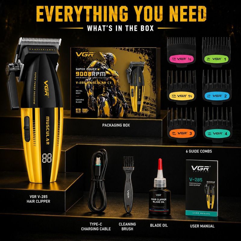 VGR VG-689-R-RE Grooming Kit 180 min 4 Lengths - Image 6