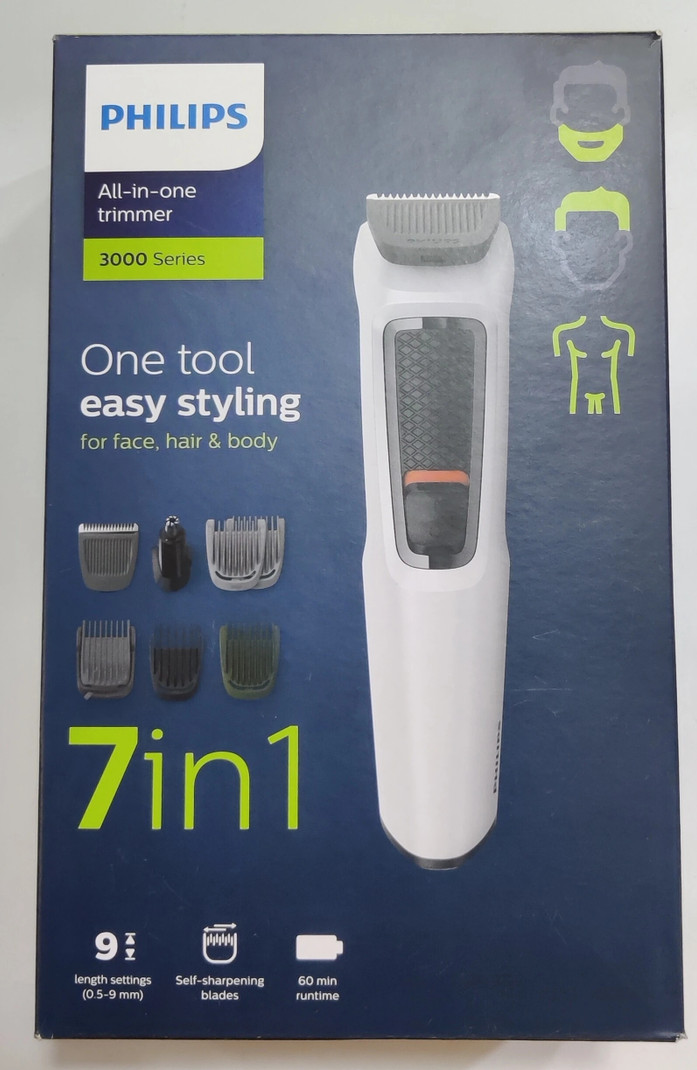 PHILIPS MG3721/65 MULTI GROOMER SET Grooming Kit 60 min  Runtime 7 Length Settings (White)