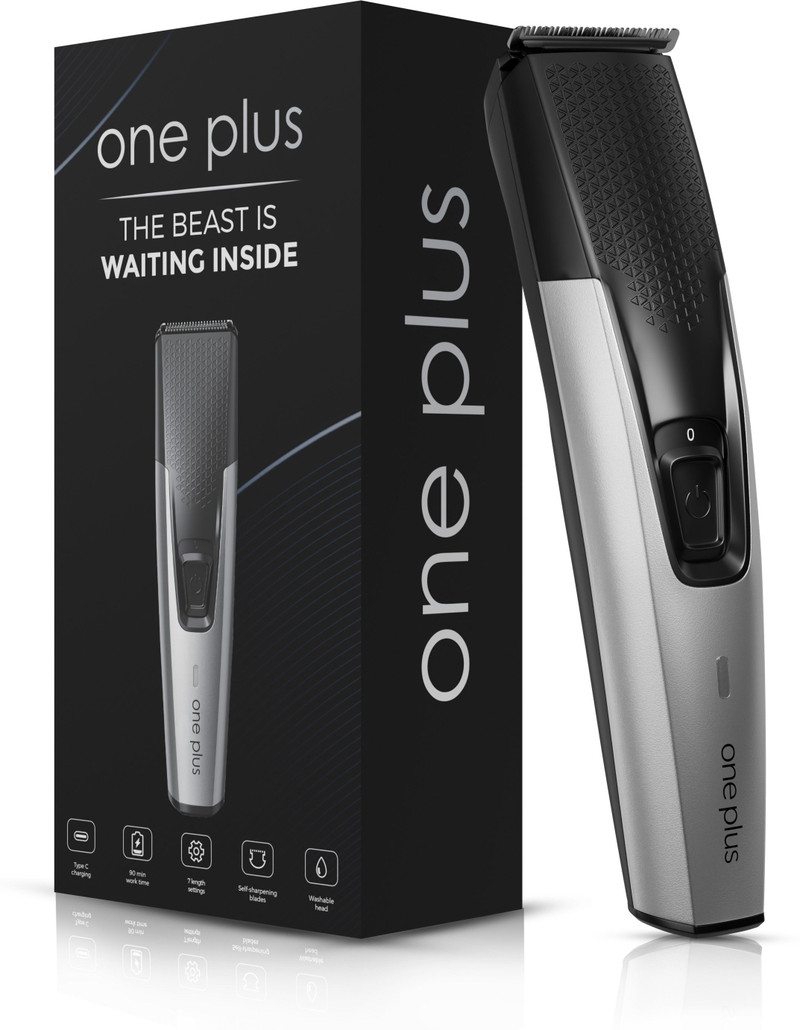 One Plus OP 535 Cordless Professional Hair Trimmer Stainless Steel Blade Waterproof Trimmer 90 min  Runtime 6 Length Settings (Silver, Black)