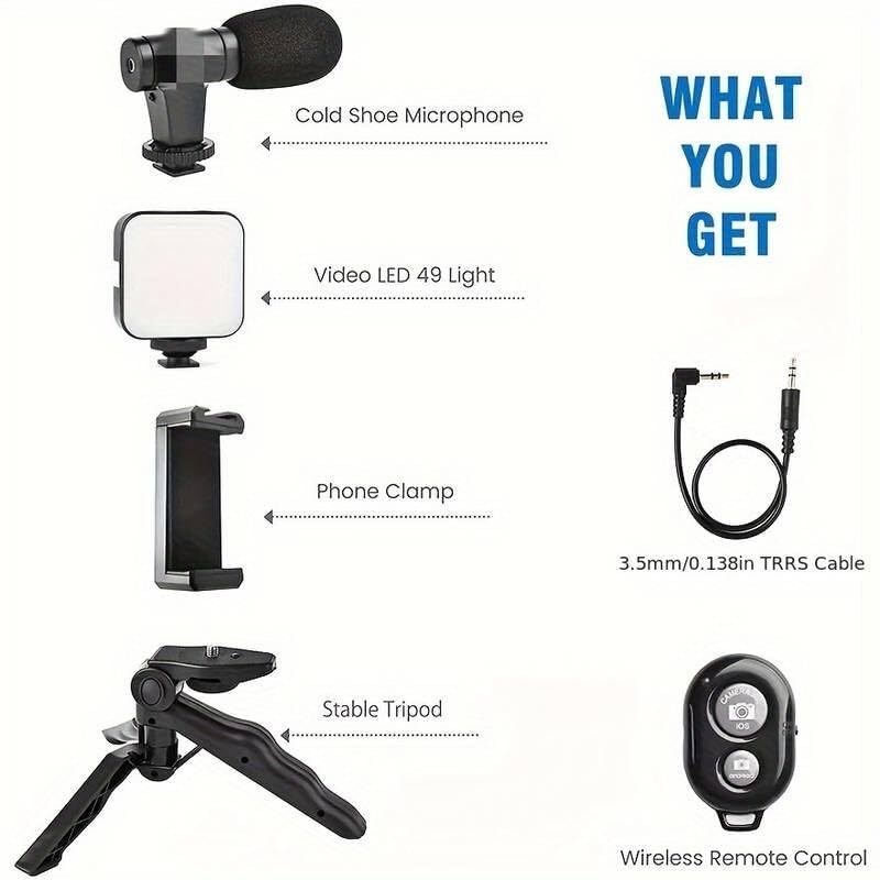 Rosario AY-49 Vlogging Camera Kit with Mic and Tripod - Image 6