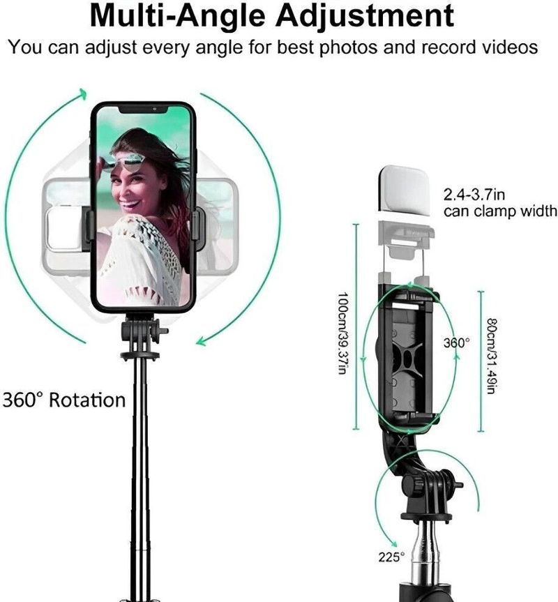 SquidFit Fill Light-Rotating Phone Holder Tripod Black - Image 5