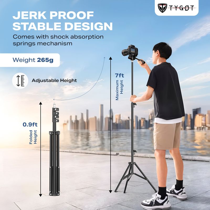 Tygot 7 Feet Aluminum Alloy Studio Tripod - Image 4