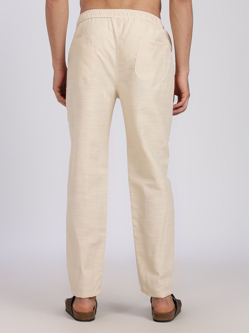 Lyphy Men's Straight Fit Cream Trousers - Image 3