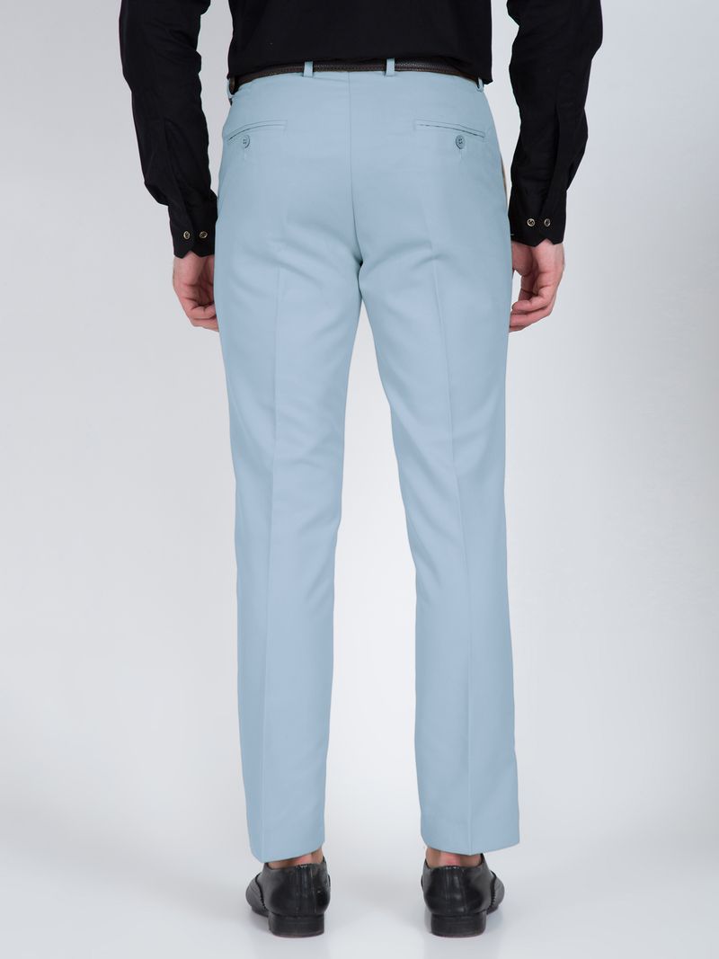 CYPHUS Men Light Blue Cotton Trousers - Image 3