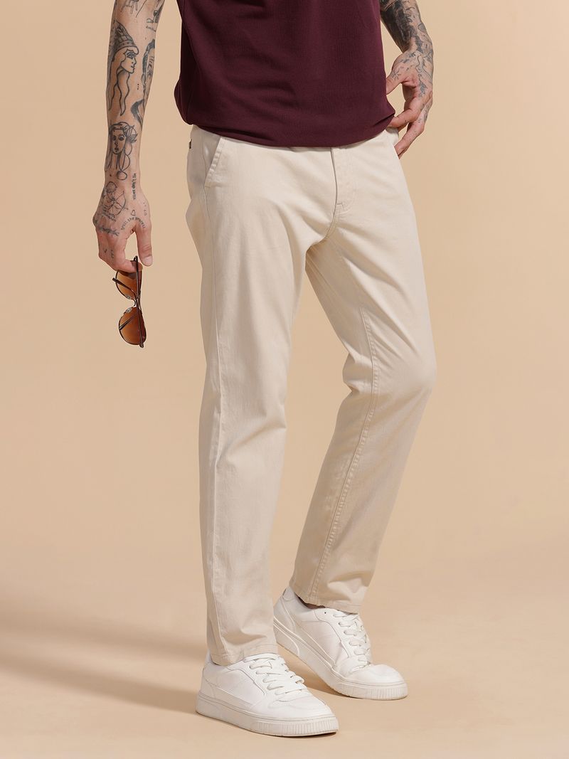 WROGN Men Slim Fit Beige Trousers - Image 2