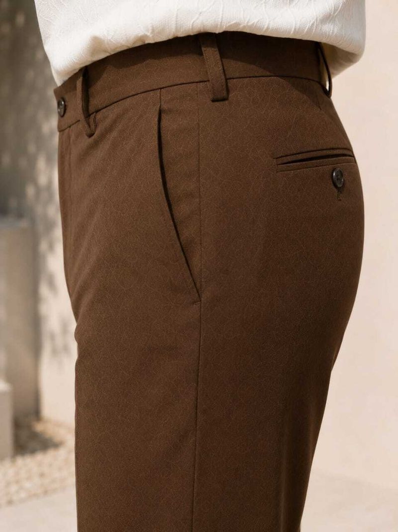 ShopVillaa Men Flared Brown Cotton Blend Trousers - Image 6