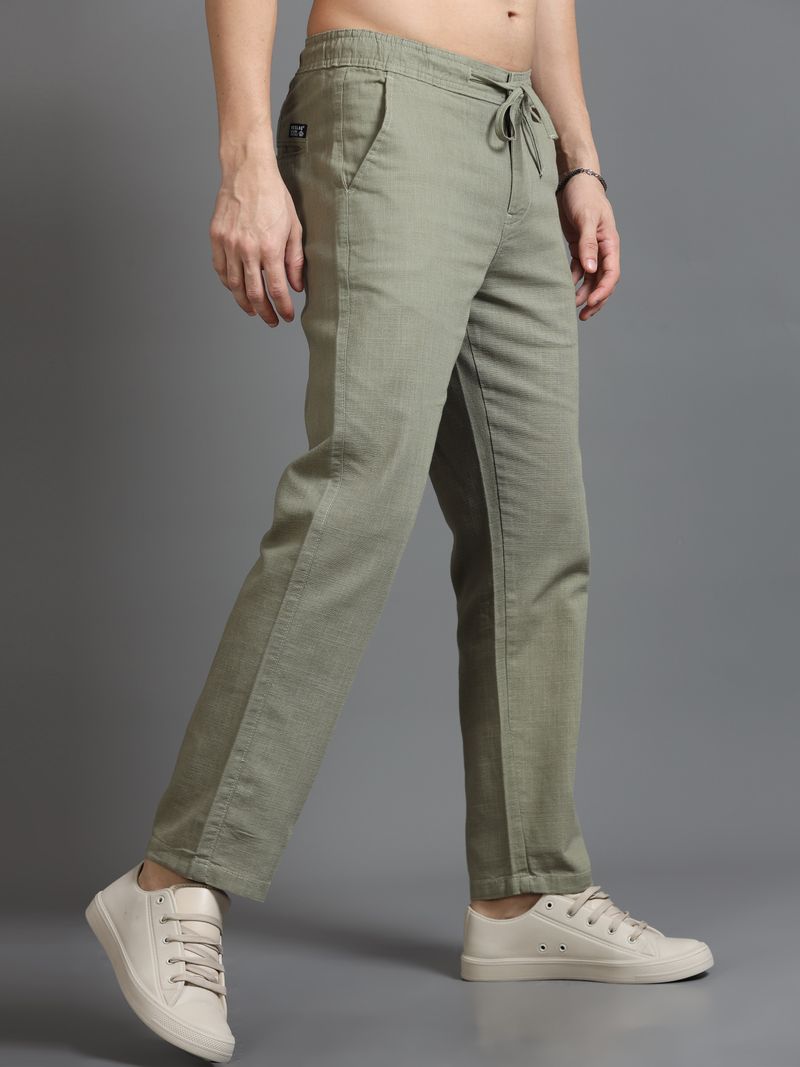HouseOfCommon Men Relaxed Green Linen Trousers - Image 4