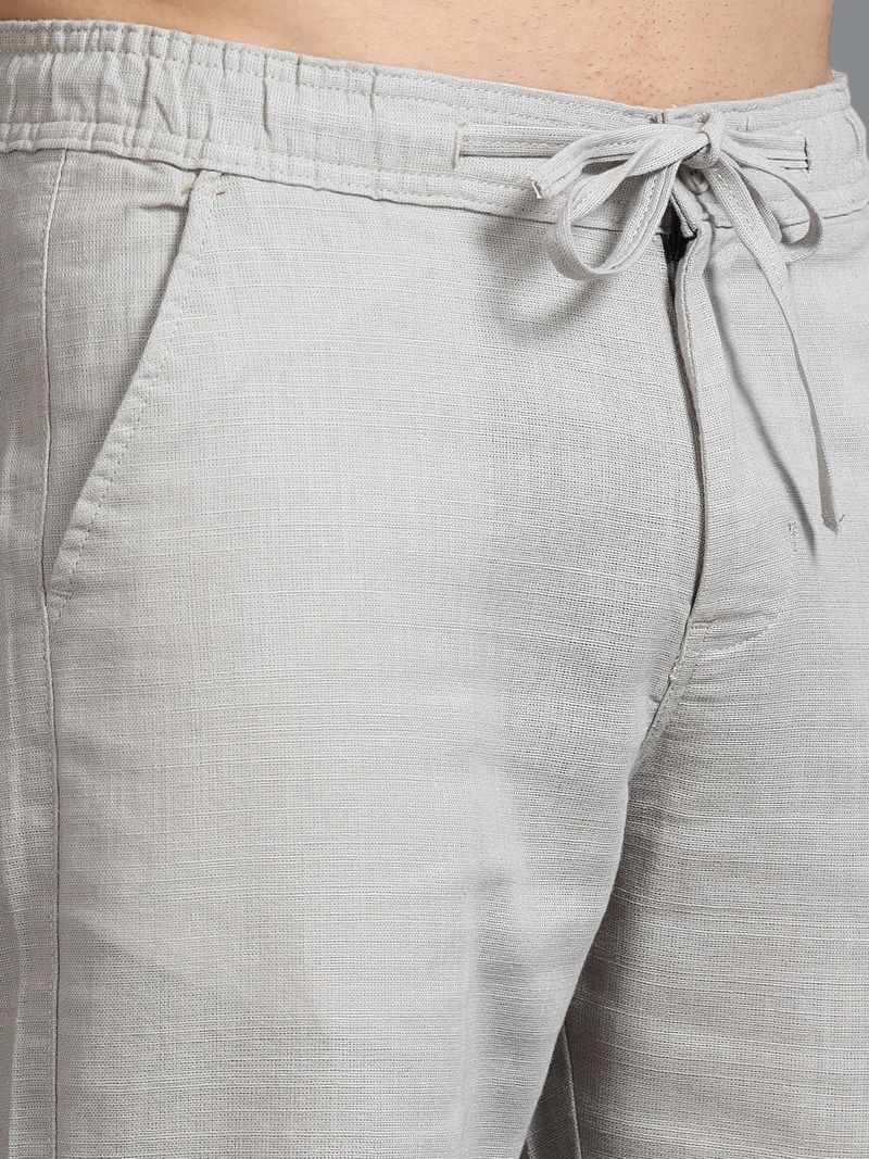 HouseOfCommon Men Silver Pure Linen Trousers - Image 6