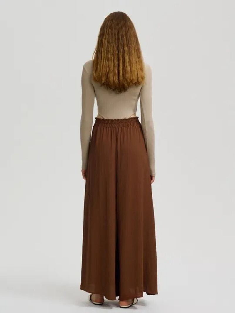 KOTTY Women Loose Fit Brown Viscose Rayon Trousers - Image 6