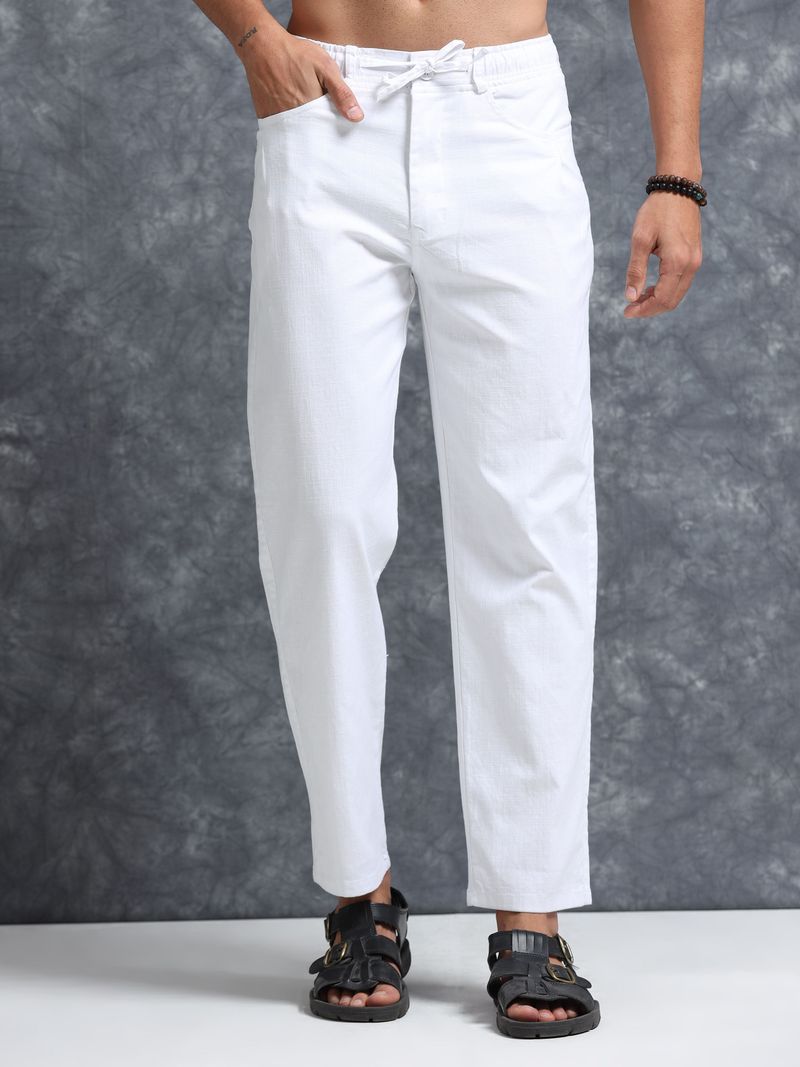 Bellaciao Clothings Co Men White Linen Trousers - Image 2