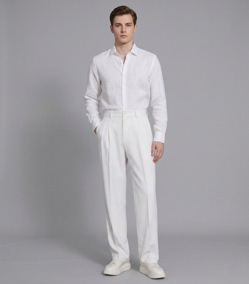 FashionInfinity Men White Lycra Blend Trousers - Image 6