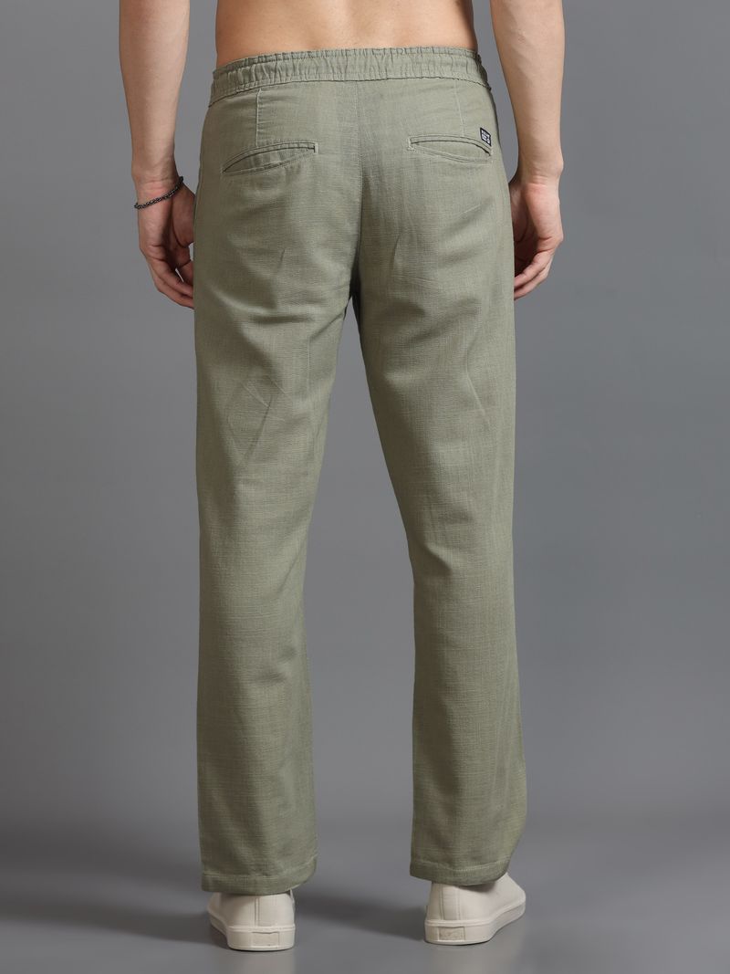 HouseOfCommon Men Relaxed Green Linen Trousers - Image 5