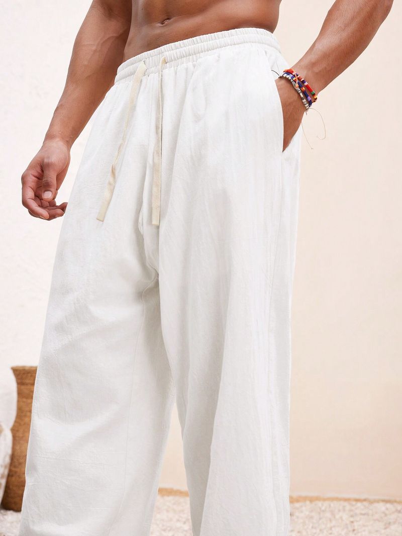 METRONAUT Comfort Fit Men White Pure Linen Trousers - Image 6