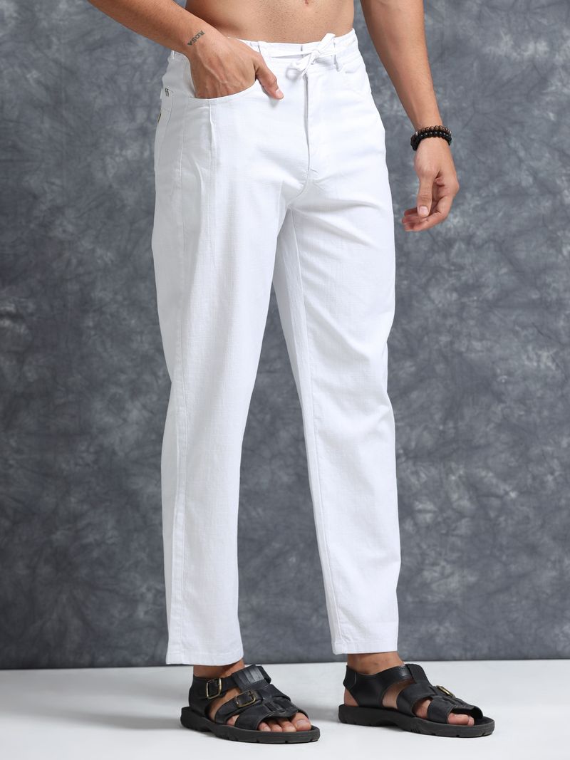 Bellaciao Clothings Co Men White Linen Trousers - Image 4