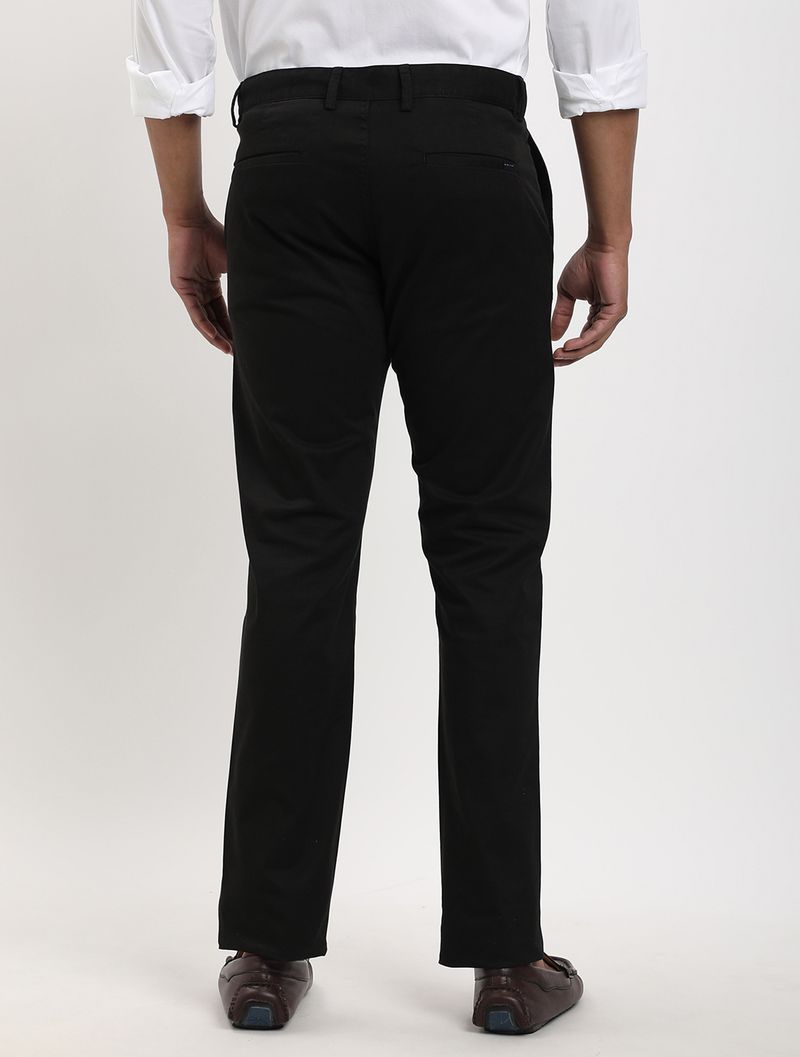 INDIAN TERRAIN Men Slim Fit Black Cotton Blend Trousers - Image 8