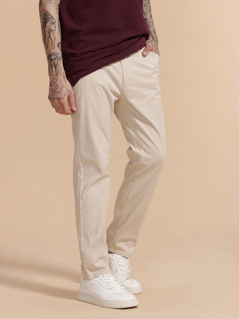 WROGN Men Slim Fit Beige Trousers - Image 6