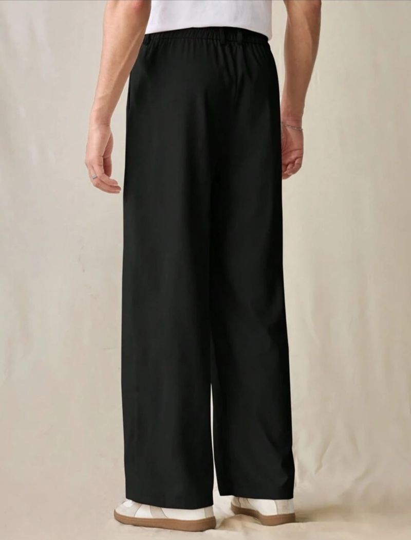 Broadstar Men Straight Fit Black Polyester Trousers - Image 4