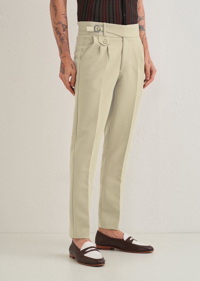 MANCREW Men Beige Lycra Blend Trousers - Image 5