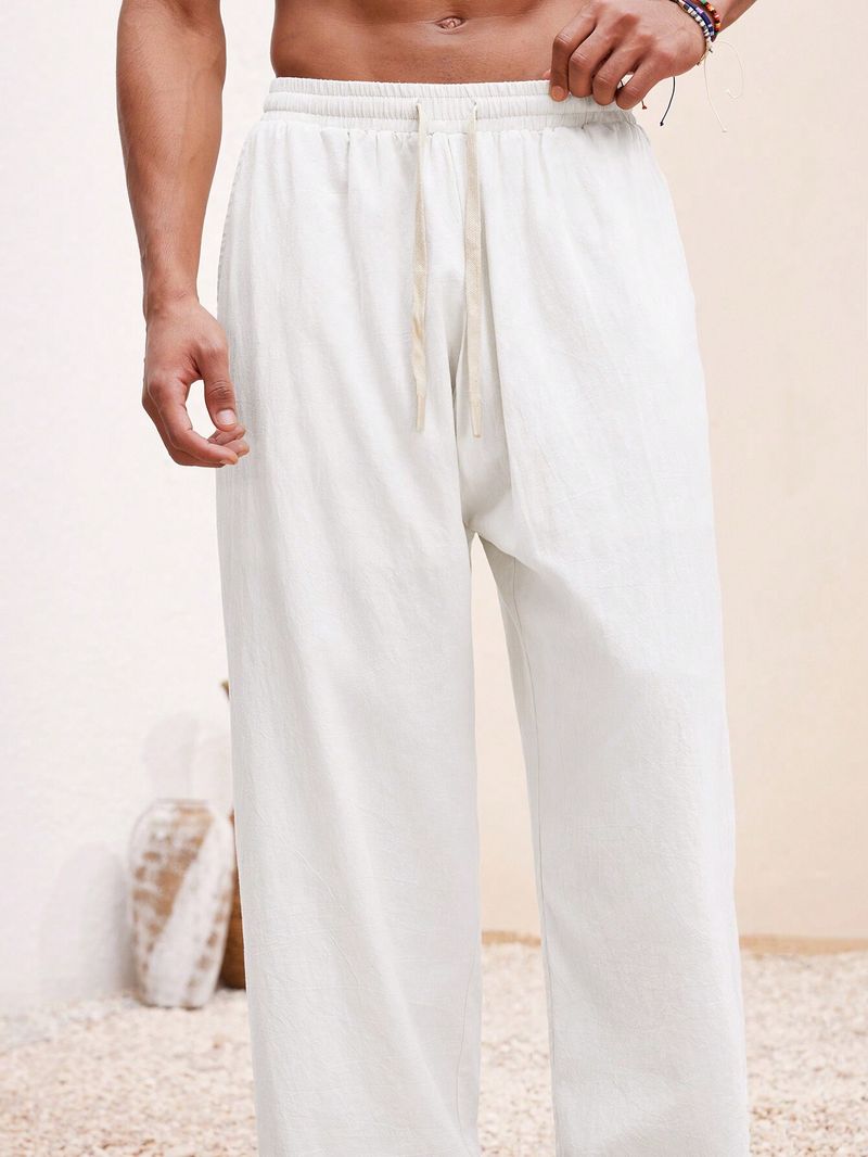 METRONAUT Comfort Fit Men White Pure Linen Trousers - Image 4