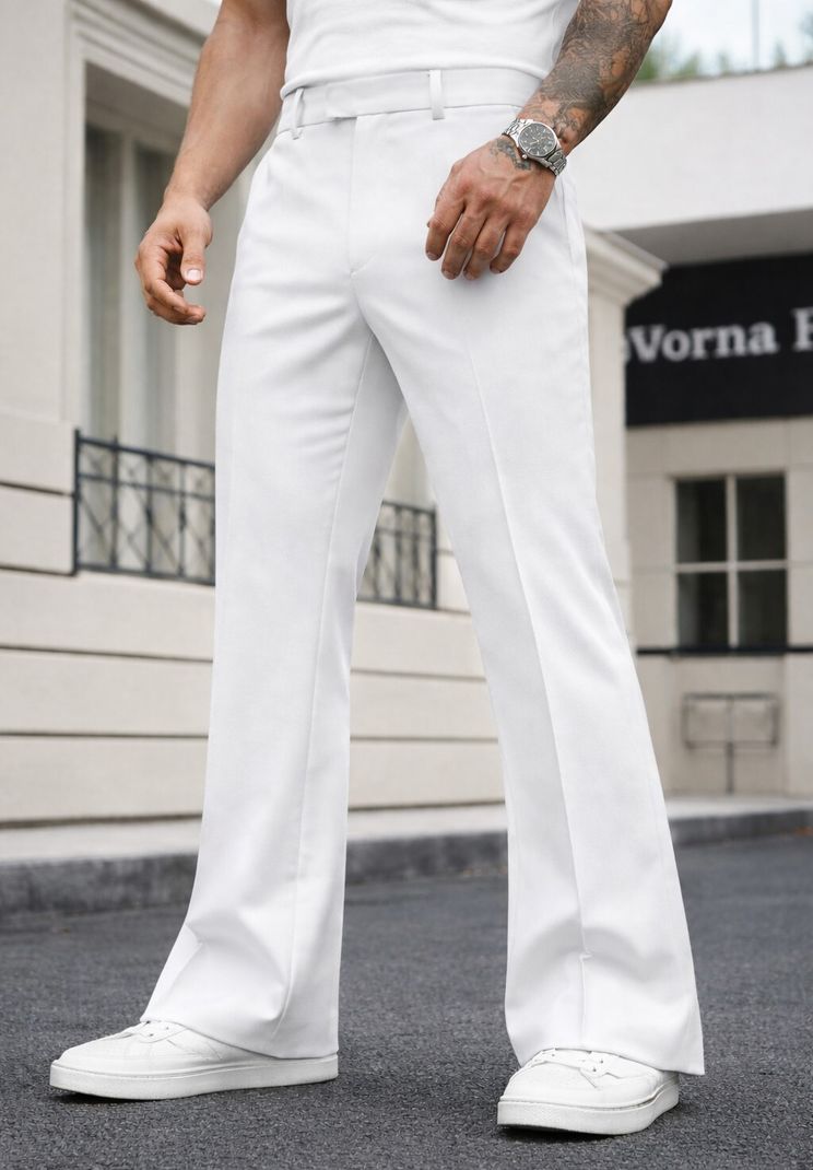 Plus91 Men White Lycra Blend Trousers - Image 6