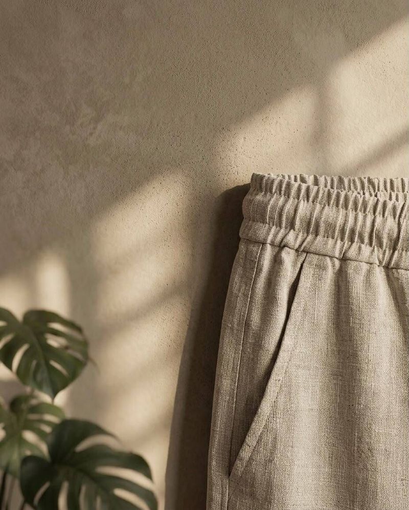 nop Men Regular Fit Beige Linen Trousers - Image 5