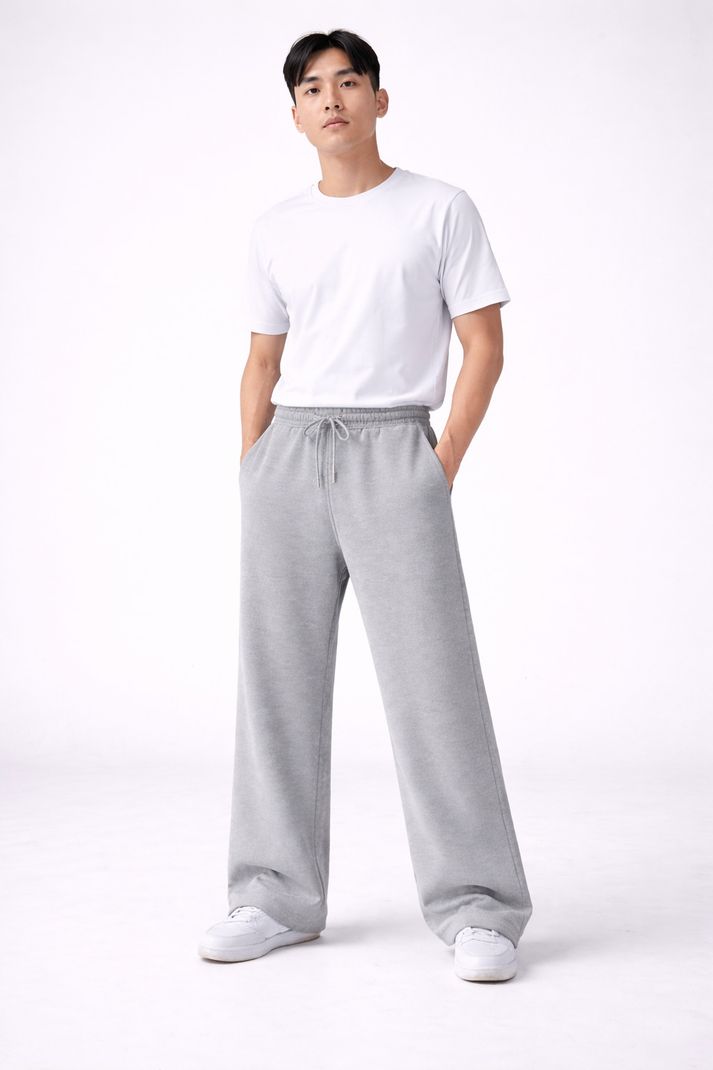 HUSTLEWELL Men Loose Fit Grey Trousers - Image 5