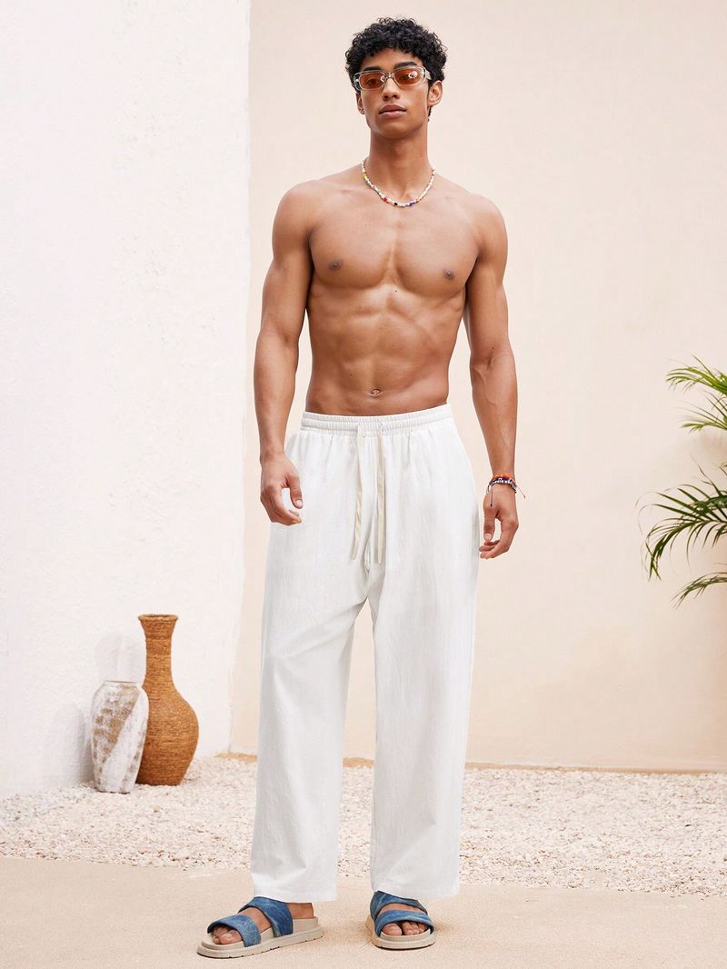 METRONAUT Comfort Fit Men White Pure Linen Trousers - Image 5