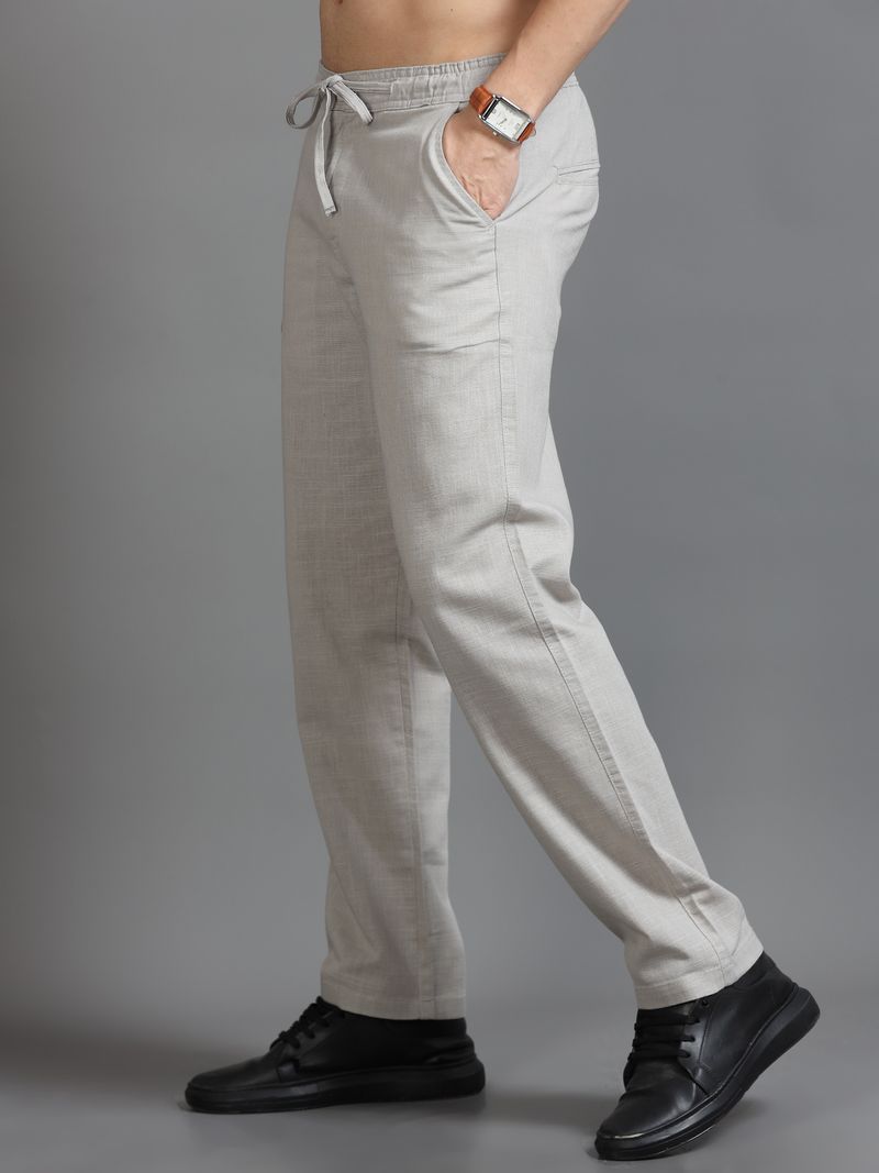 HouseOfCommon Men Silver Pure Linen Trousers - Image 5