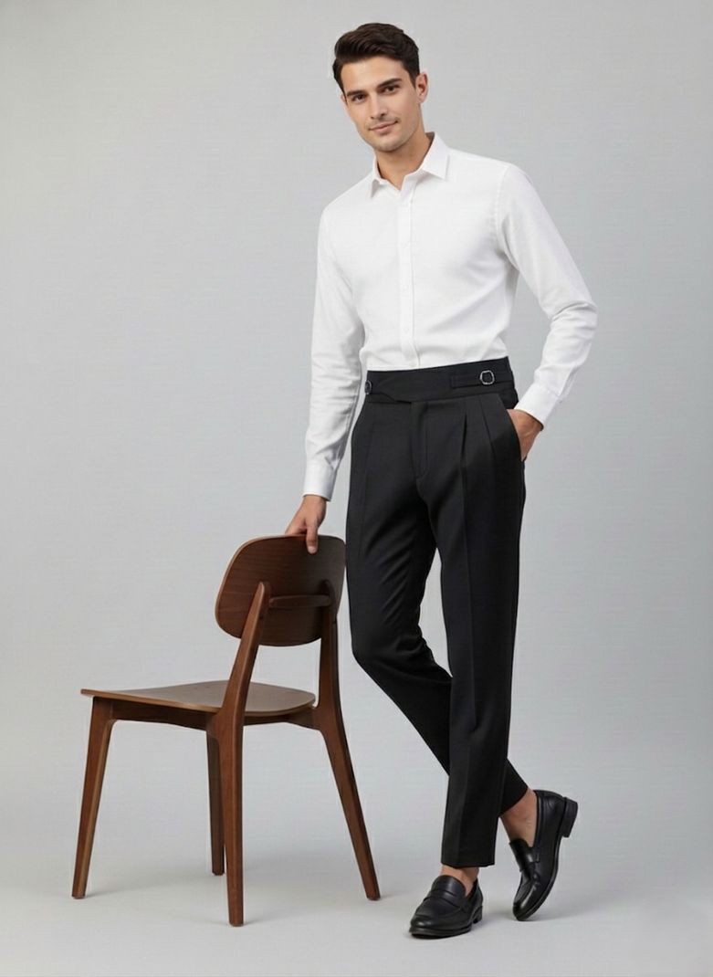 KAPTO Men Tapered Black Lycra Blend Trousers - Image 6